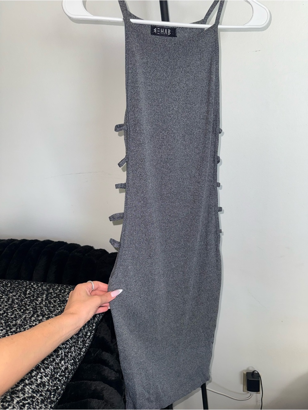 Rehab Charcoal Gray Side-Tie Mini Skirt